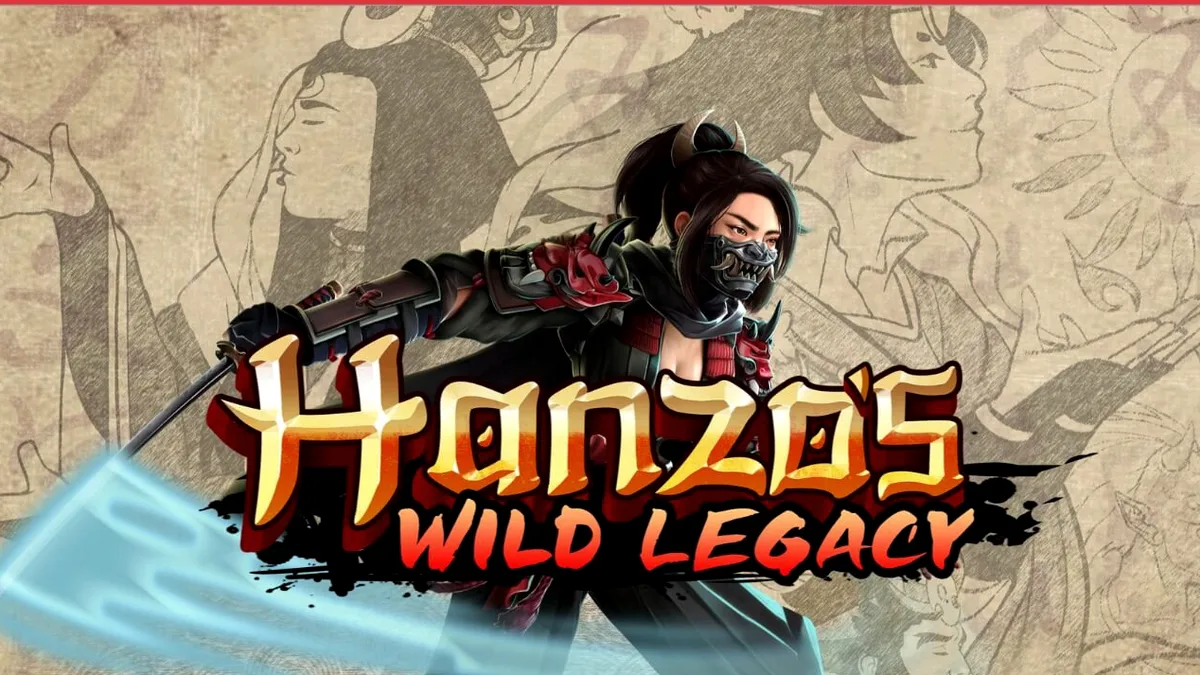 Ninja feminina em um cenário de Japão feudal iluminado pela lua no slot Hanzo's Wild Legacy