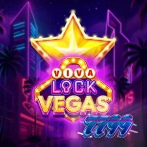 Interface de jogo do slot Viva Lock Vegas com símbolos de frutas e luzes de neon
